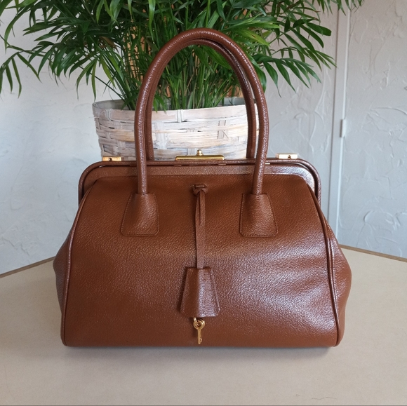 Prada Handbags - PRADA, Madras Cerniera Frame Dr. Bag